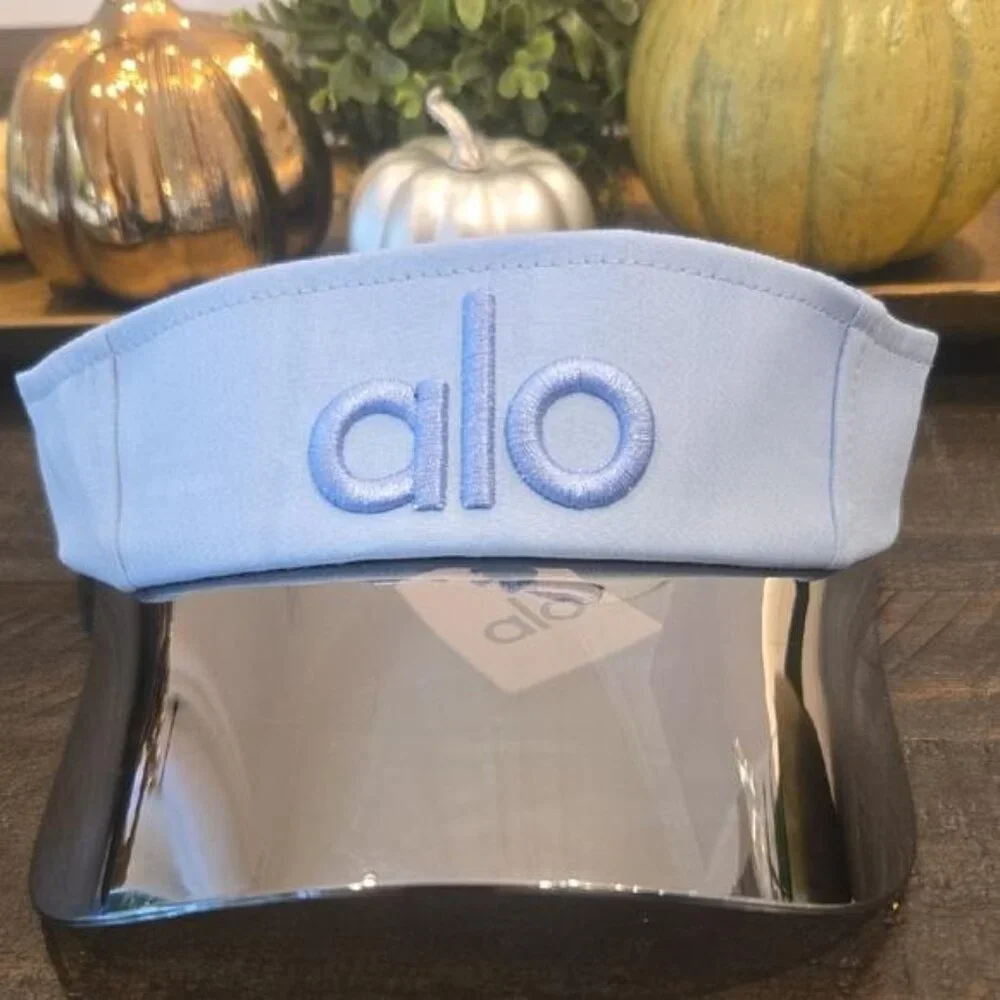 ALO Yoga Light Blue Visor with Mirrored Silver Brim
